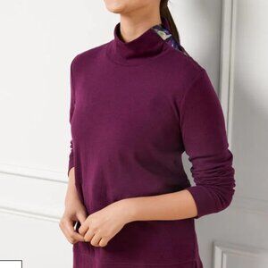NWT Talbots 1X Eggplant Asymmetrical Zip Mockneck Pullover with neck design